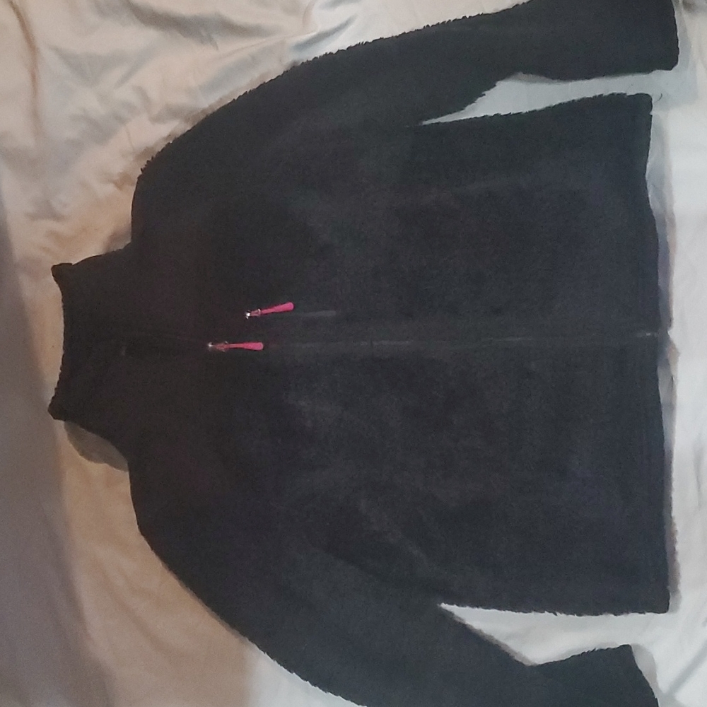 Black faux fur coat